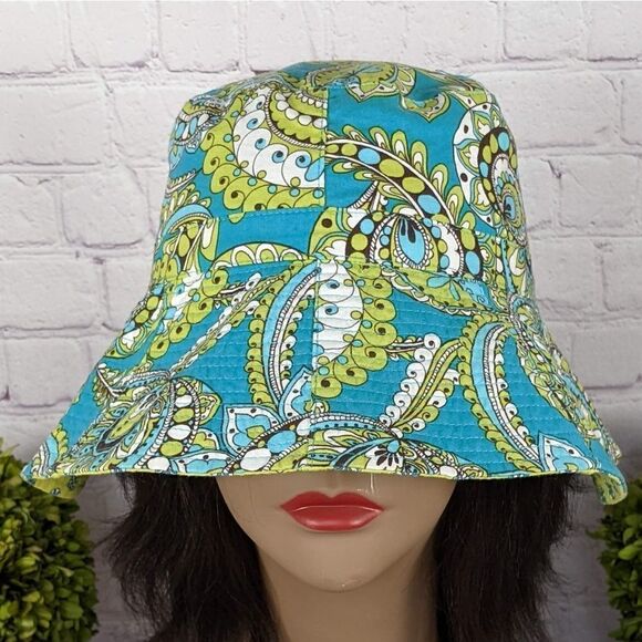 Vera Bradley Reversible Paisley Peacock Pattern Bucket Hat Sun Hat - Picture 3 of 10